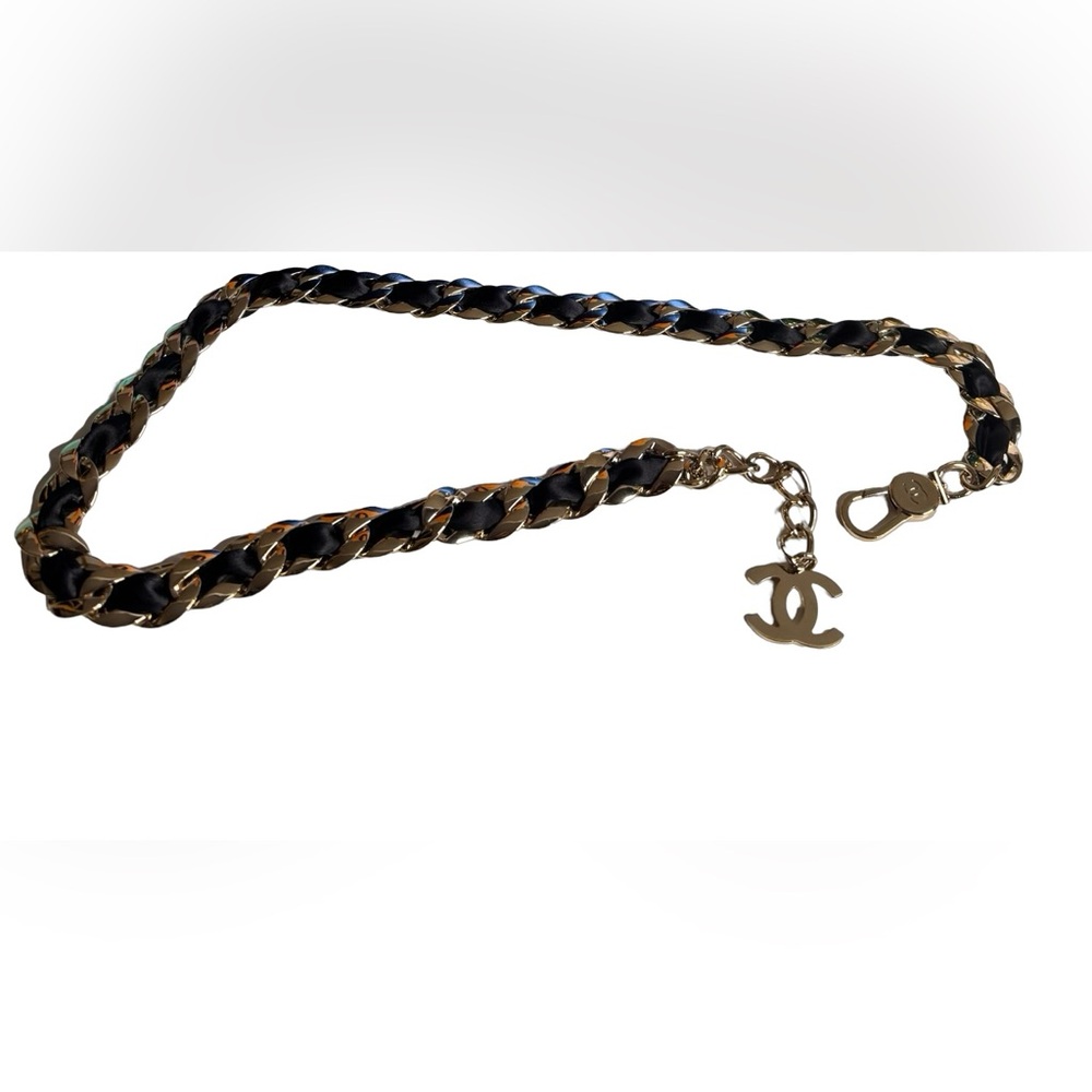 Chanel 2008 Black Satin Braid Woven Chain Link Belt/ Necklace EUC - Picture 6 of 9